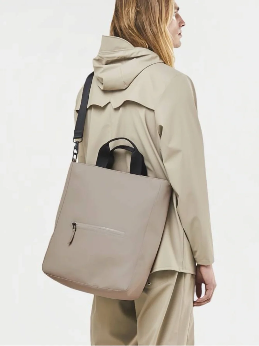 RAINS Unisex Tote Bag with Black Strap